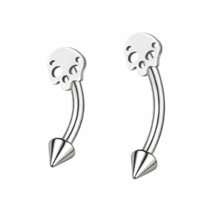 Piercing sourcil tête de mort - 8 mm Crâne argent