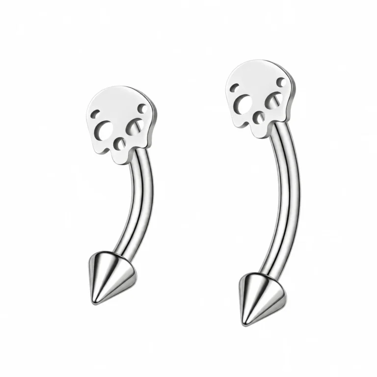Piercing sourcil tête de mort - 8 mm Crâne argent