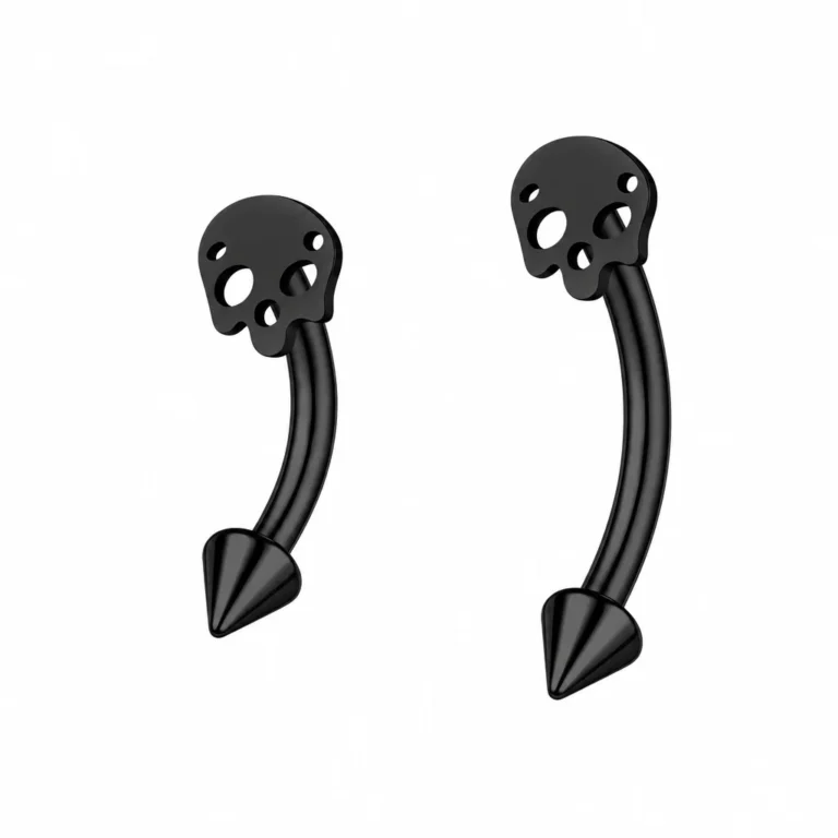 Piercing sourcil tête de mort - 8 mm Crâne noir