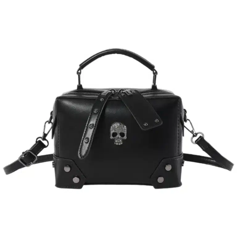 Sac bandoulière gothique noir femme - Crâne