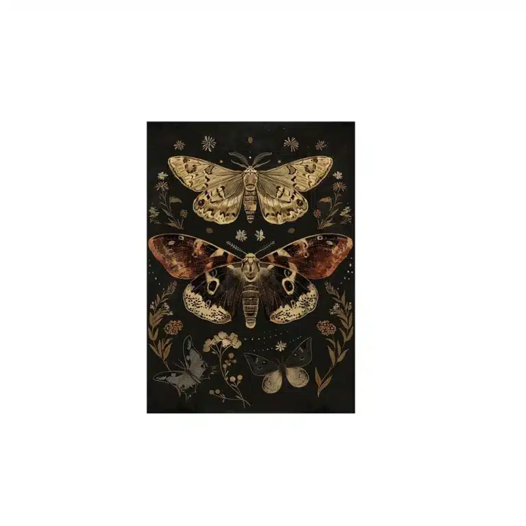 Affiche papillon de nuit gothique - Papillons beiges 20 × 30 cm