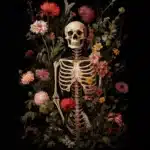Affiche squelette et fleurs - Squelette fleuri 20 × 30 cm