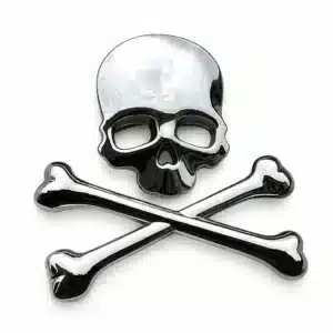 Badge 3D tête de mort moto - Argent