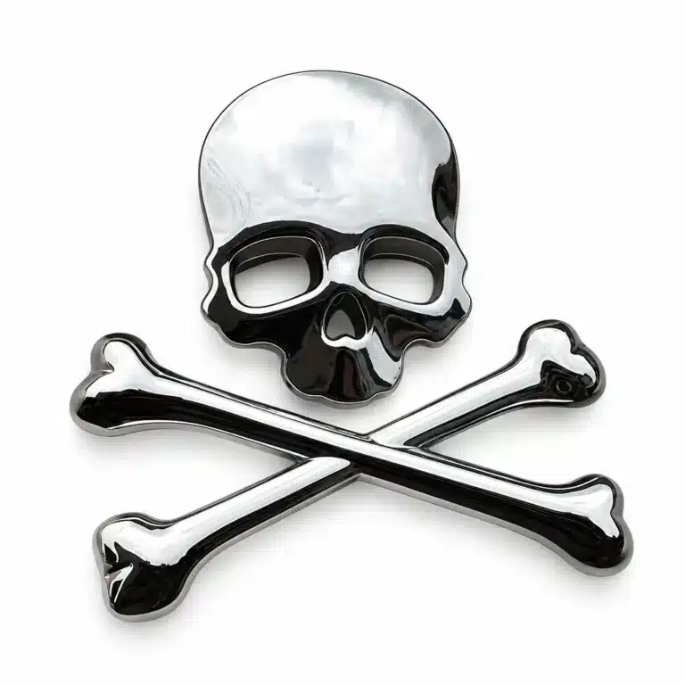 Badge 3D tête de mort moto - Argent