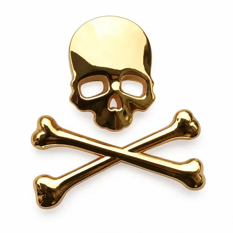 Badge 3D tête de mort moto - Or