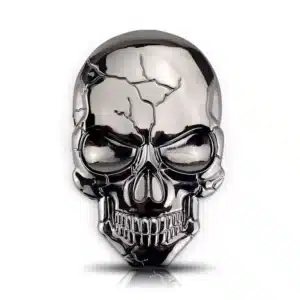 Badge tête de mort fissurée voiture - Gris