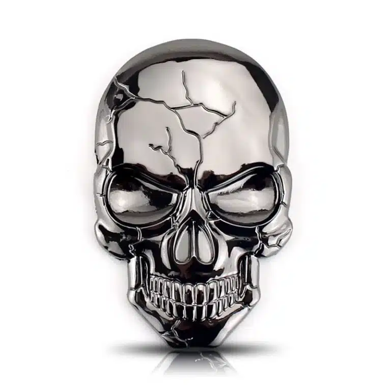 Badge tête de mort fissurée voiture - Gris