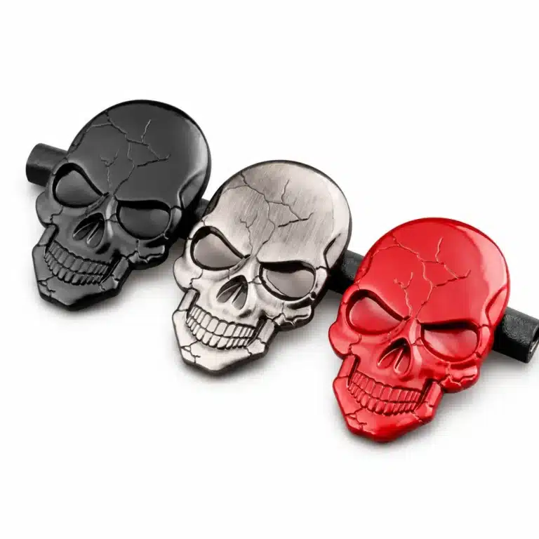 Badge tête de mort fissurée voiture