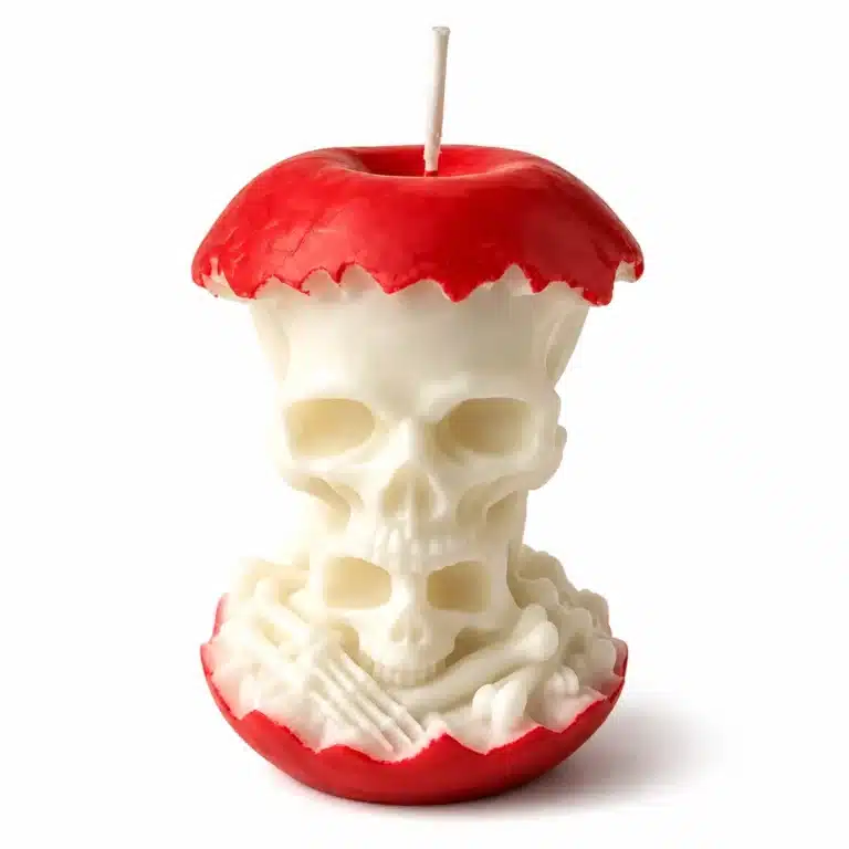 Bougie pomme empoisonnée tête de mort