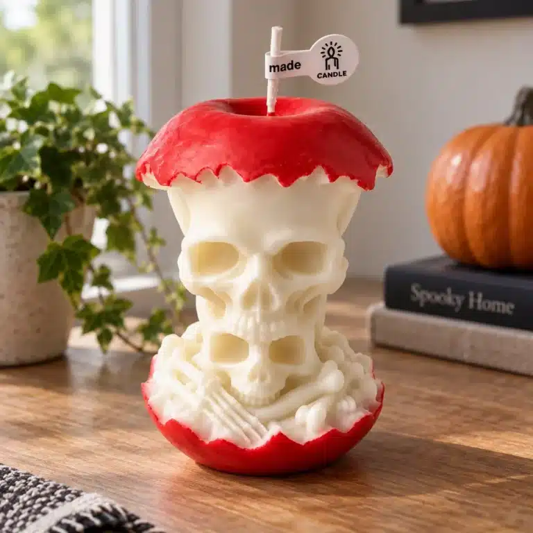 Bougie pomme empoisonnée tête de mort