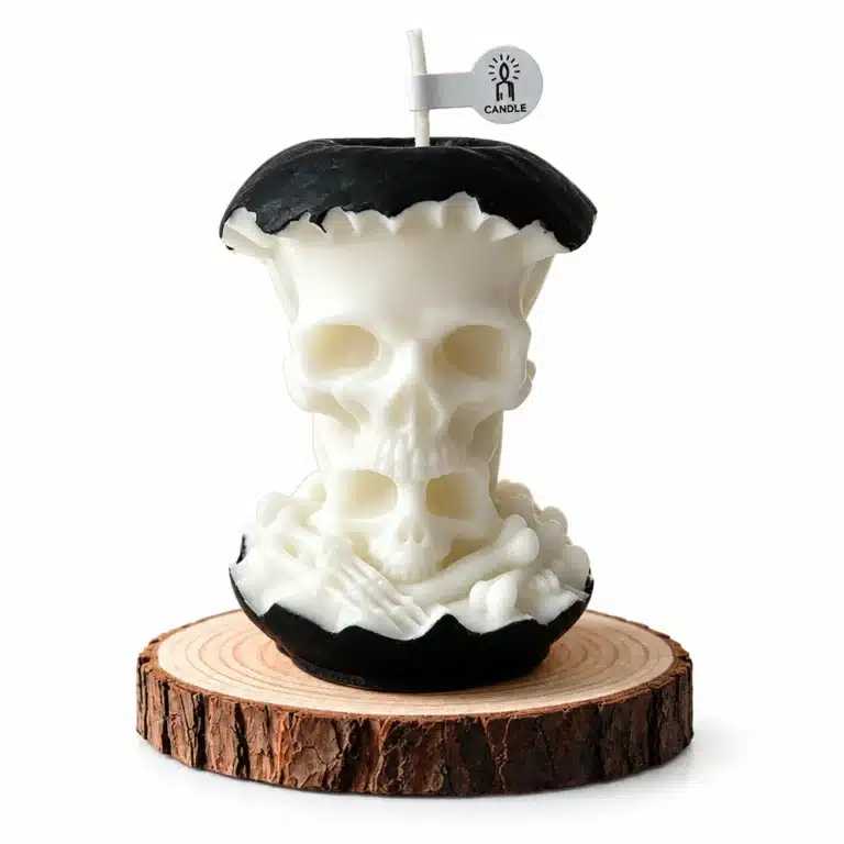 Bougie pomme empoisonnée tête de mort - Noir