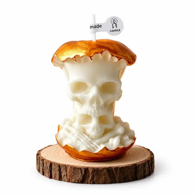 Bougie pomme empoisonnée tête de mort - Doré