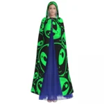 Cape à capuche motif alien vert