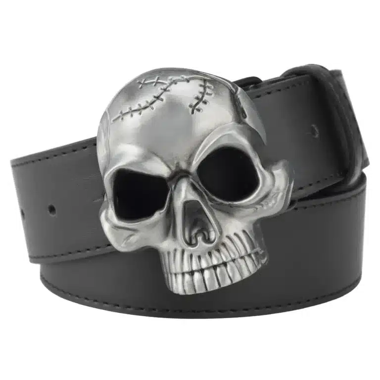 Ceinture grosse boucle tête de mort cicatrice - Noir 110 cm China Mainland