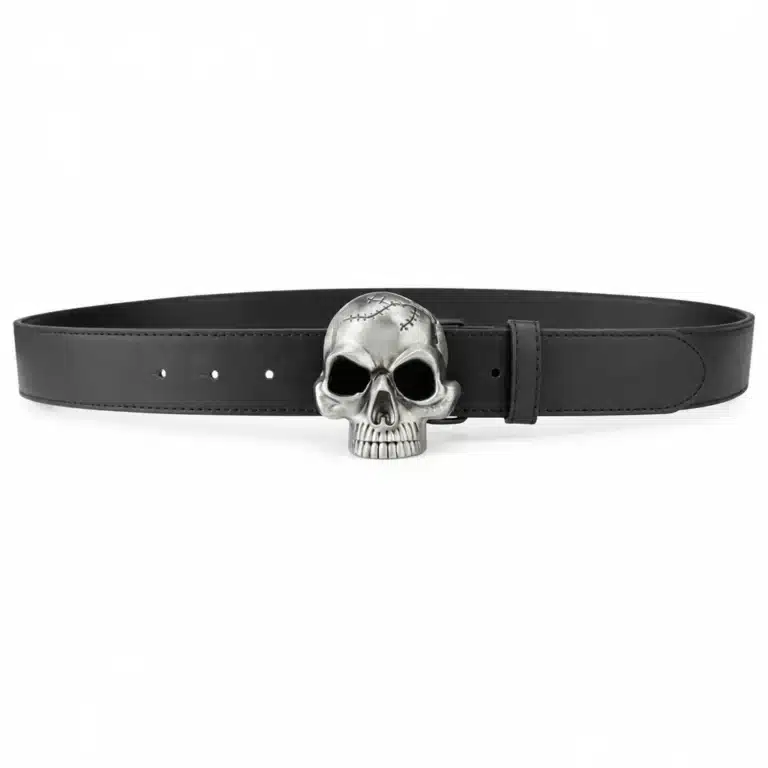 Ceinture grosse boucle tête de mort cicatrice