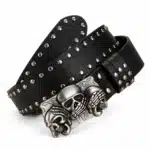 Ceinture noir cloutée tête de mort - noir 105 CM