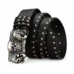 Ceinture noir cloutée tête de mort