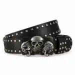 Ceinture noir cloutée tête de mort