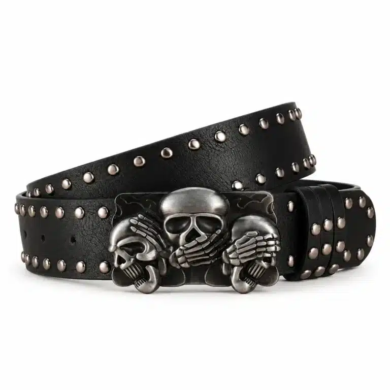 Ceinture noir cloutée tête de mort
