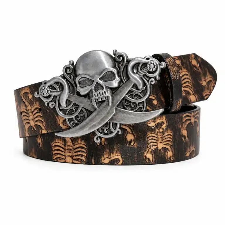 Ceinture pirate tête de mort sabre