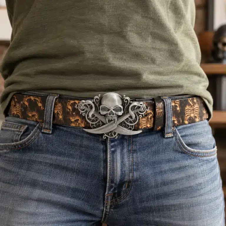 Ceinture pirate tête de mort sabre