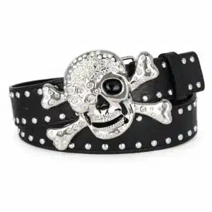 Ceinture pirate tête de mort strass