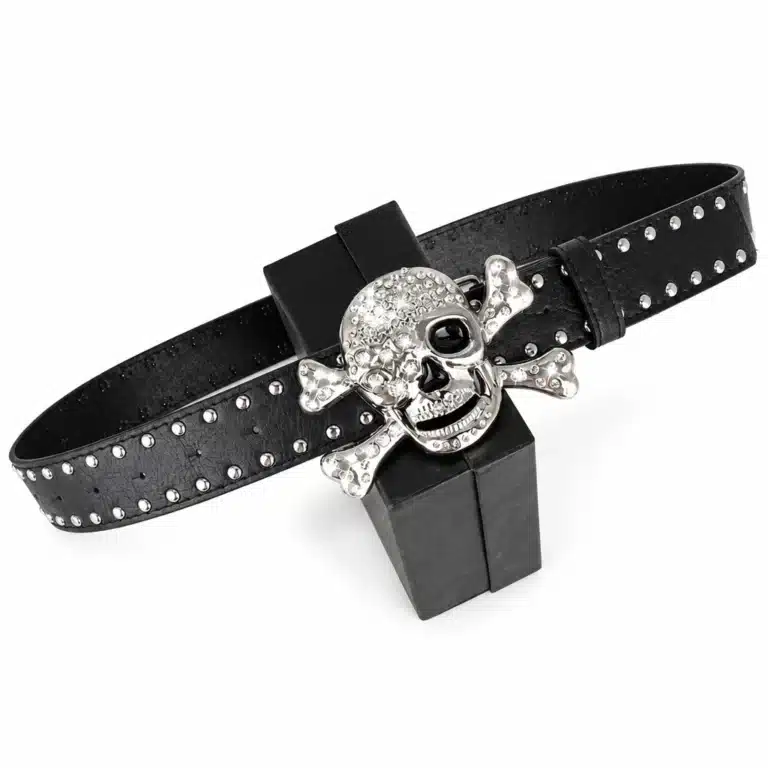 Ceinture pirate tête de mort strass