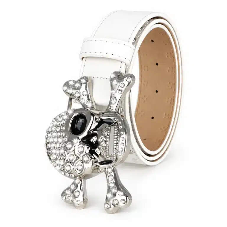 Ceinture pirate tête de mort strass