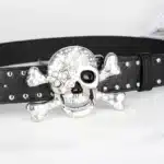 Ceinture pirate tête de mort strass