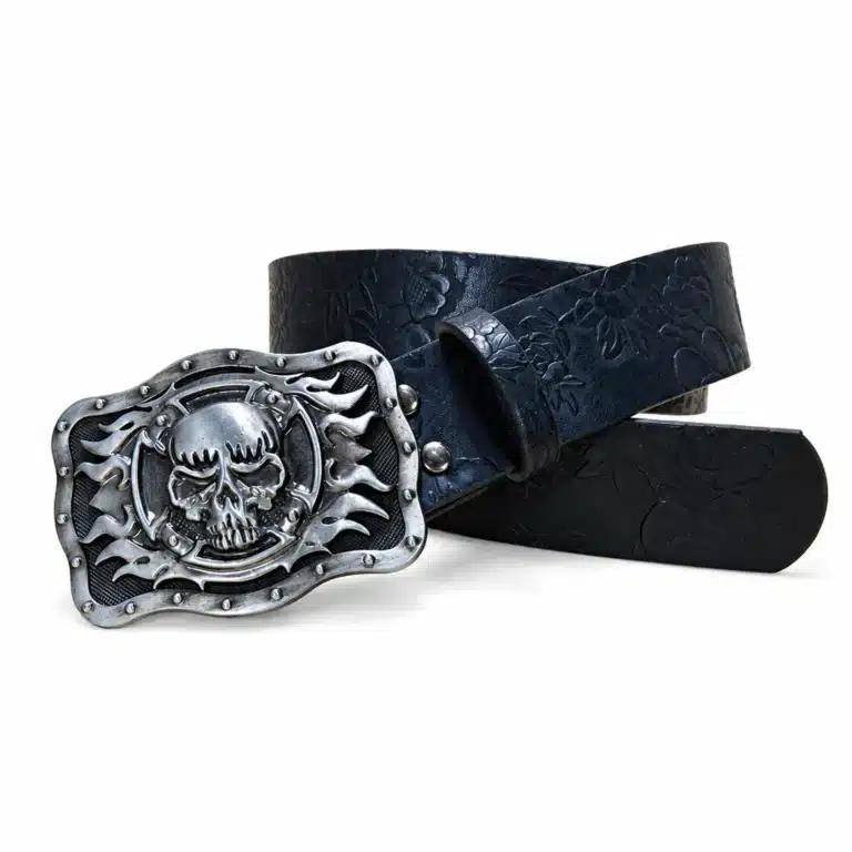 Ceinture tête de mort flamme