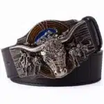 Ceinture western taureau country - Noir 115 cm China Mainland