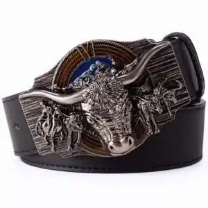 Ceinture western taureau country - Noir 115 cm China Mainland