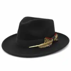 Chapeau fedora plume homme - Noir China Mainland