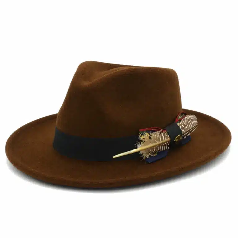 Chapeau fedora plume homme - Marron foncé China Mainland