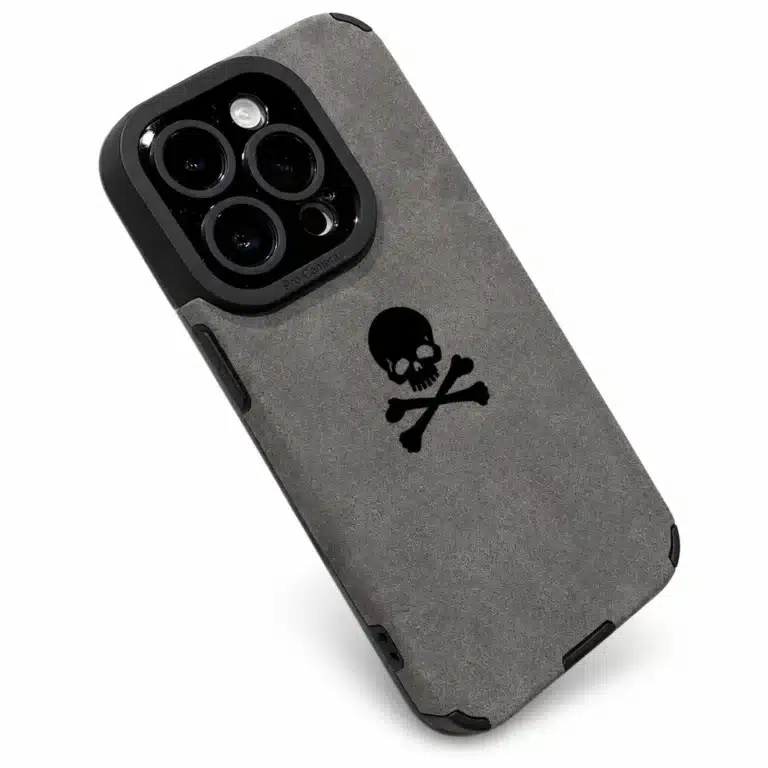 Coque iPhone mate tête de mort - Gris iPhone 13 Pro Max