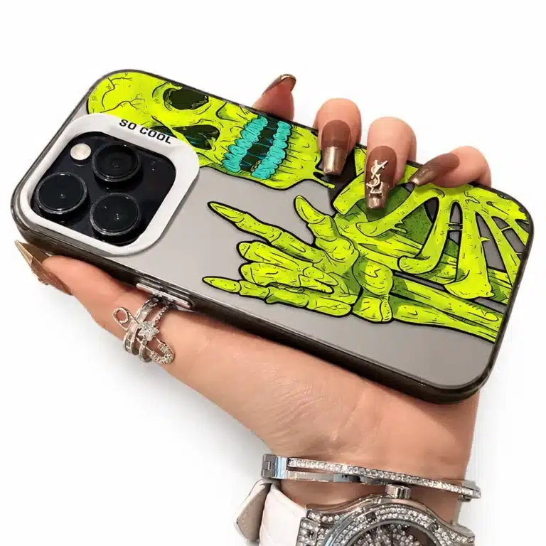 Coque Iphone squelette cartoon - Vert et gris iPhone 14 Pro