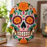 Coussin tête de mort calavera