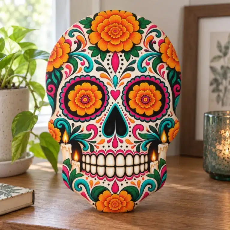 Coussin tête de mort calavera