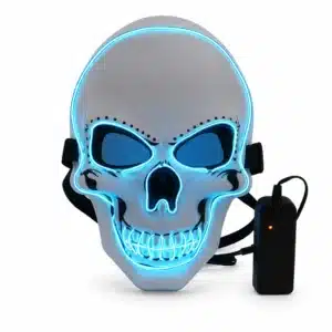 Masque lumineux tête de mort LED - Bleu