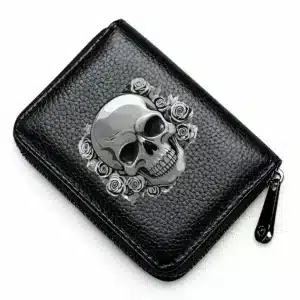 Porte-cartes tête de mort roses - noir