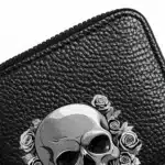 Porte-cartes tête de mort roses