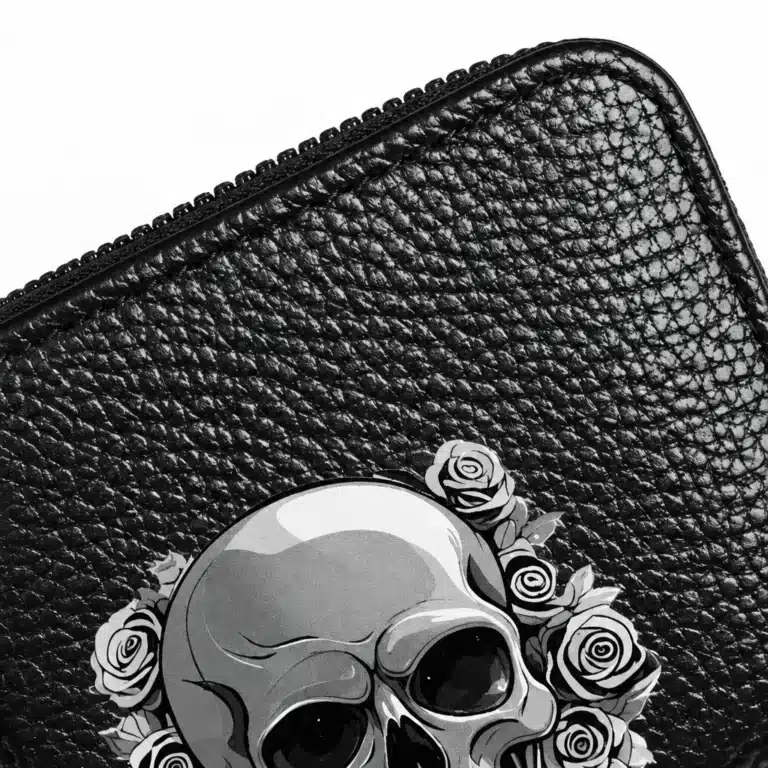 Porte-cartes tête de mort roses