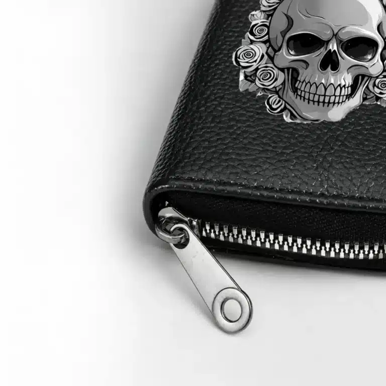 Porte-cartes tête de mort roses