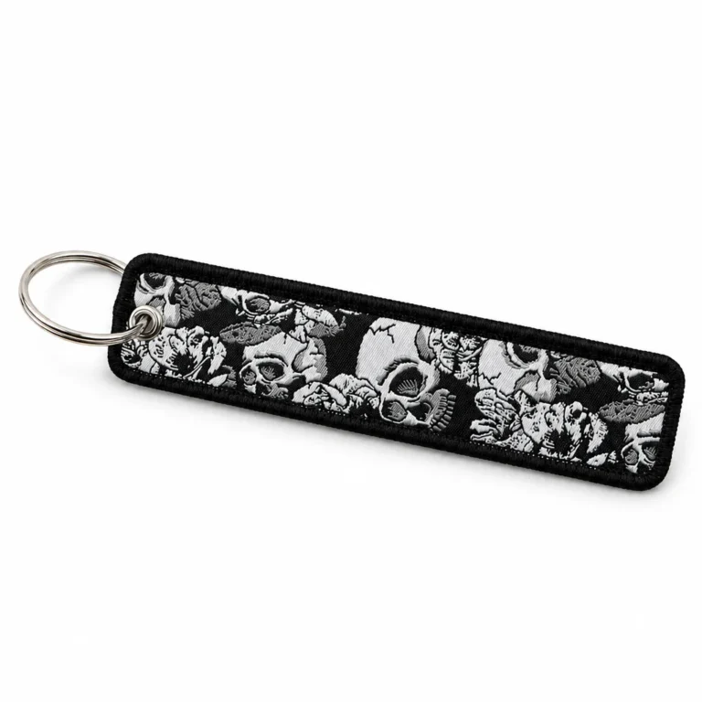 Porte-clé brodé tête de mort