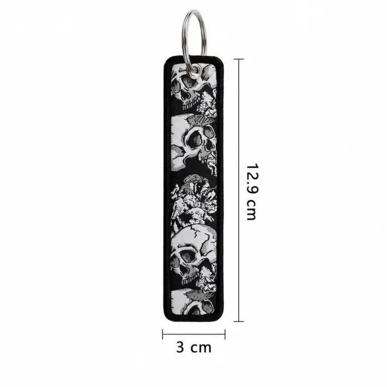 Porte-clé brodé tête de mort