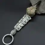 Porte-clé crâne aigle paracorde - Gris blanc