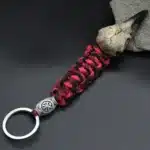 Porte-clé crâne aigle paracorde - Rouge noir