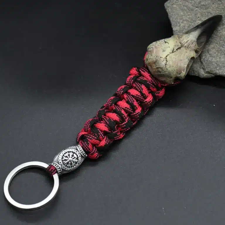 Porte-clé crâne aigle paracorde - Rouge noir