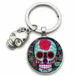 Porte-clé tête de mort calavera - Turquoise rose