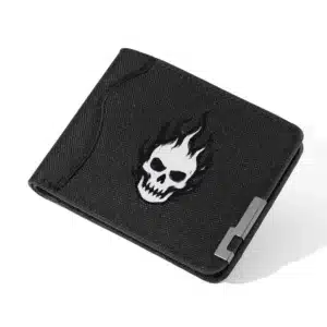 Portefeuille homme crâne flammes - Noir